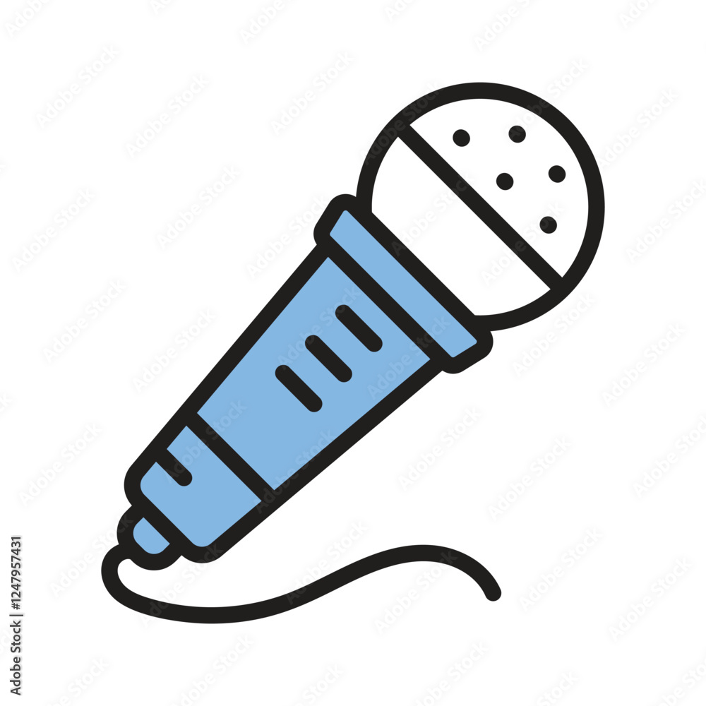 A microphone representing singing, broadcasting, and performances A microphone representing singing, broadcasting, and performances