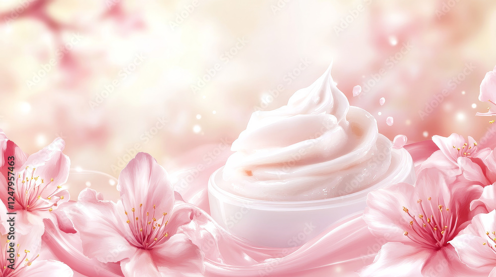 White creamy scrub texture with cleansing granules. Realistic vector illustration of beauty skincare cosmetics smear with smooth wavy surface. Moisturizing and reviving lotion. Abstract background White creamy scrub texture with cleansing granules. Realistic vector illustration of beauty skincare cosmetics smear with smooth wavy surface. Moisturizing and reviving lotion. Abstract background