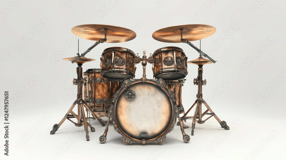Luxurious Copper Drum Set on White Background Luxurious Copper Drum Set on White Background