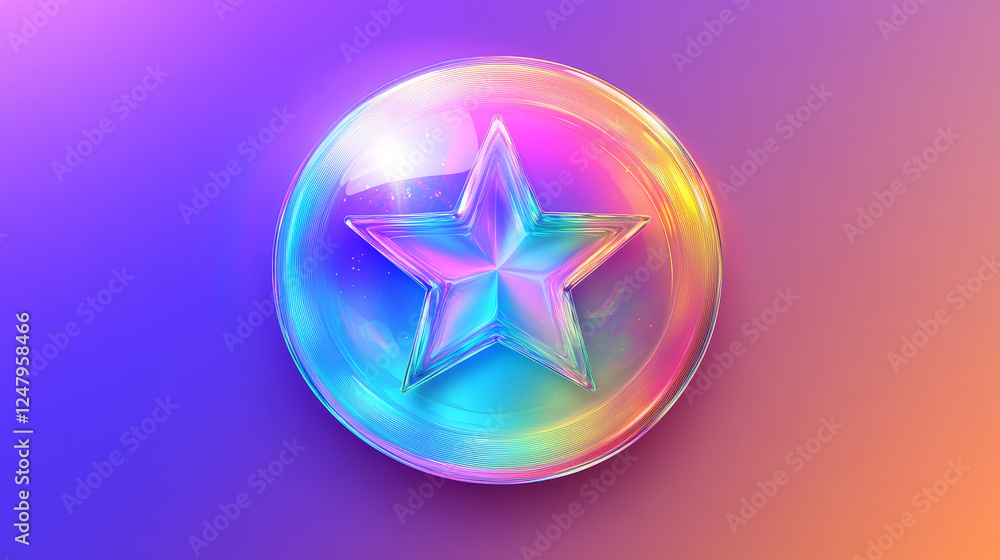 Holographic iridescent texture sticker or label, pearlescent rainbow or unicorn blur badge with soft pastel colors, vector stamp with gradient or ombre neon effect, round star shape, price or sale tag Holographic iridescent texture sticker or label, pearlescent rainbow or unicorn blur badge with soft pastel colors, vector stamp with gradient or ombre neon effect, round star shape, price or sale tag