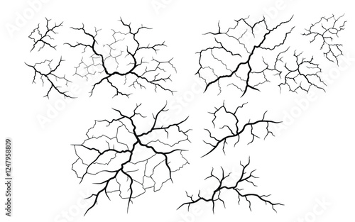 Cracked Texture with Distressed Grunge Effect by AI – Abstract Broken Surface, Aged and Weathered Crack Patterns for Artistic and Design Use. Saved in EPS 10