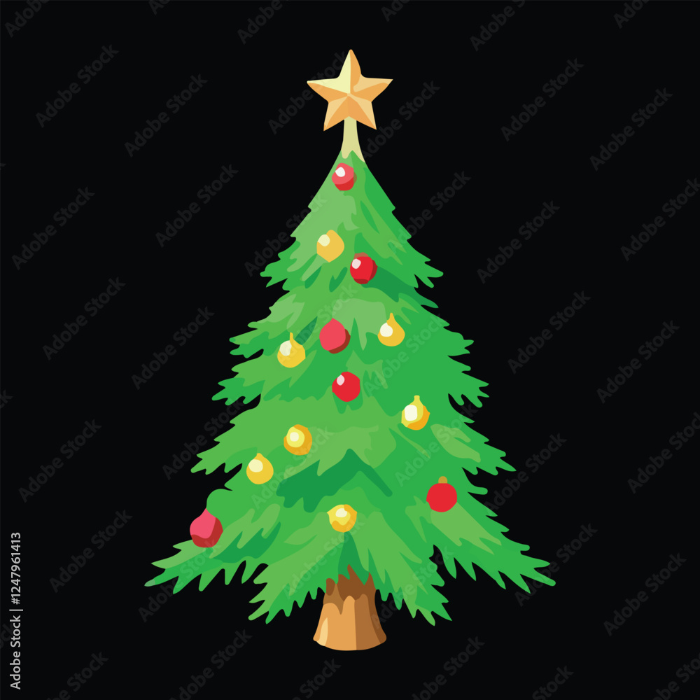 Christmas Tree and Holiday Elements Collection, Festive illustration Set. Christmas Tree and Holiday Elements Collection, Festive illustration Set.