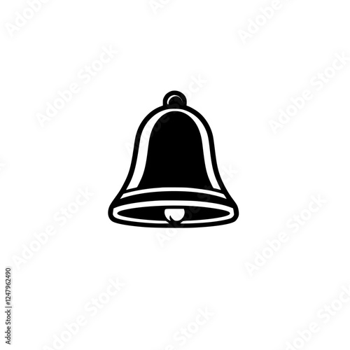 Minimalist Bell in Black and White: A Bold Illustrated Icon, Centered and Isolated Against White. photo