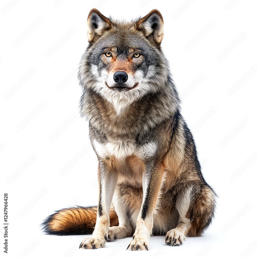 Fototapeta premium Majestic Wolf: A Captivating Portrait of a Wild Canis Lupus in its Natural Habitat