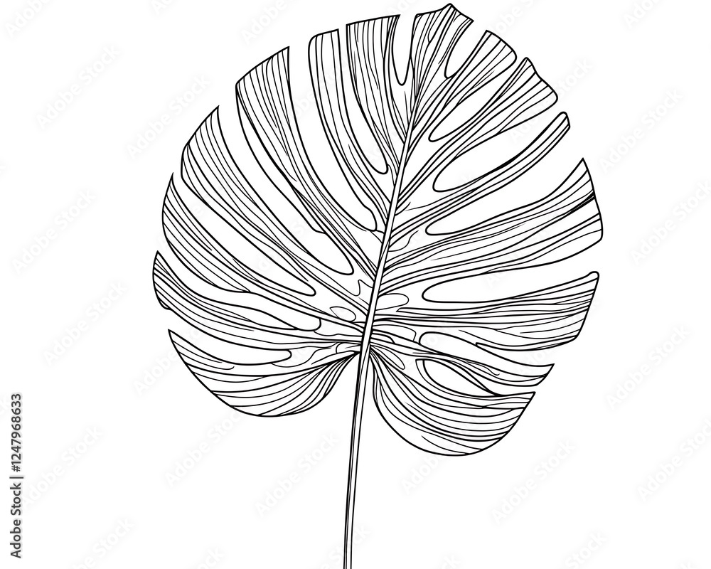 Obraz premium Isolated botanical monstera leaf line art