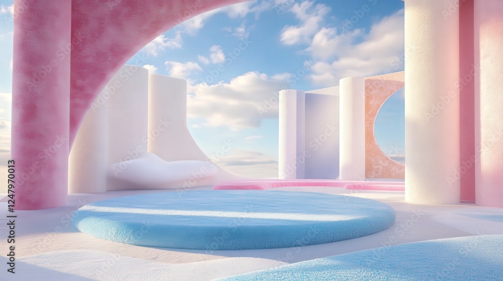 Fototapeta premium Modern Abstract Space with Colorful Shapes and Soft Textures