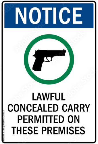 Gun owner safety sign lawful concealed carry permitted on these premises