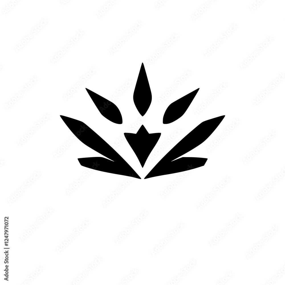 Obraz premium Geometric floral design. Black-and-white artwork in a minimalist style.