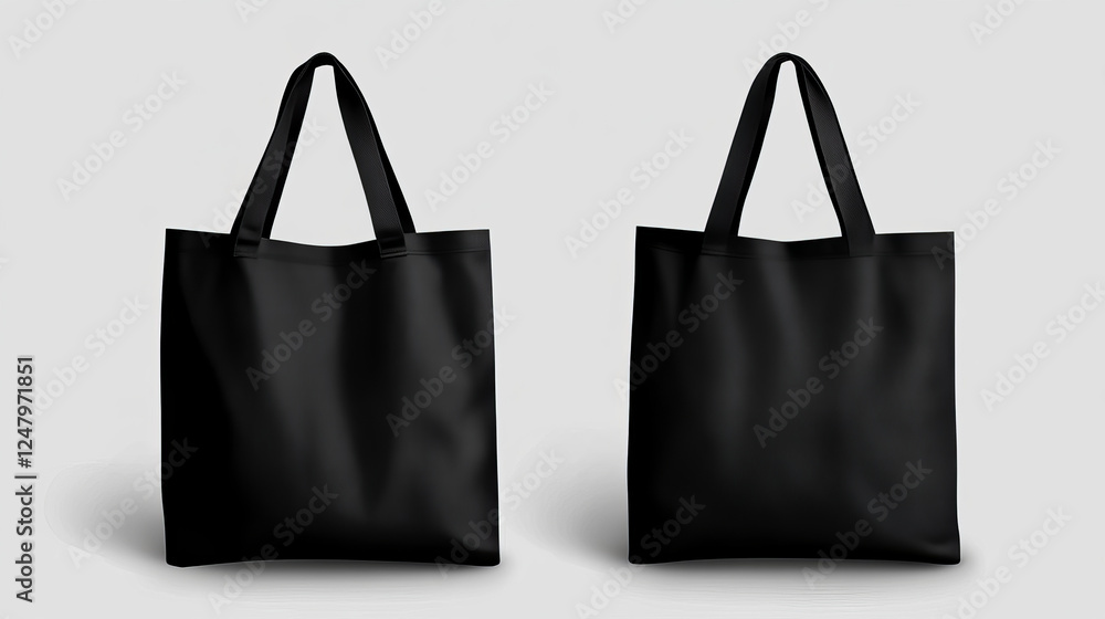 Canvas or tote bag made of of fabric and eco linen 3d mockup. Cloth totebag with handle isolated template, black cotton reusable shopping pouch for shopper and grocery, Realistic vector illustration Canvas or tote bag made of of fabric and eco linen 3d mockup. Cloth totebag with handle isolated template, black cotton reusable shopping pouch for shopper and grocery, Realistic vector illustration