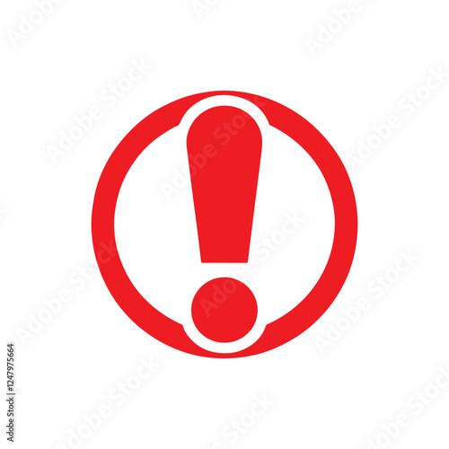 Red circle with red exclamation point icon silhouette vector flat illustration design on white background.