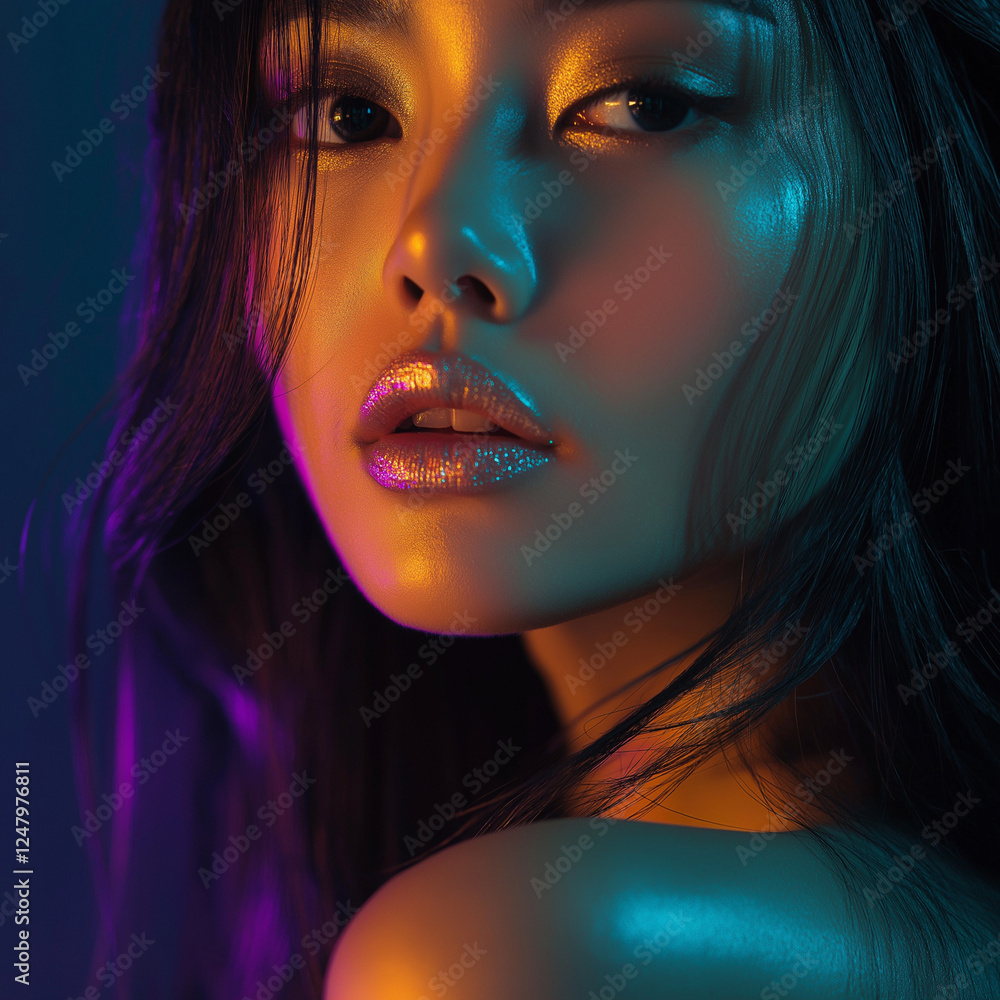 Captivating portrait of a young model studio setting photography soft lighting close-up beauty and fashion concept Captivating portrait of a young model studio setting photography soft lighting close-up beauty and fashion concept