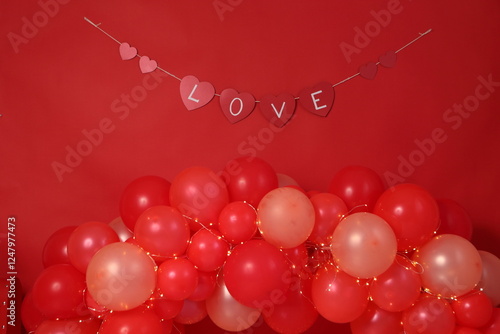 red beads on a red background