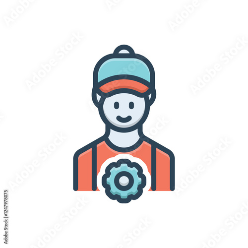 Color illustration icon for repairman