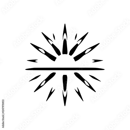 **Abstract, minimalist image featuring black starburst design, minimalist, on white background.**