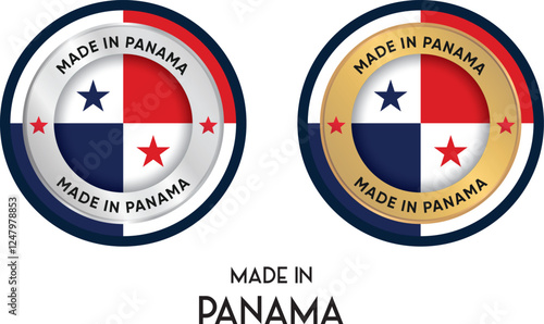 Made in Panama. Premium labels, stickers, pointer, badge and symbol of Panama flag icon. Collection vector illustration