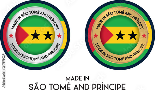 Made in São Tomé and Príncipe. Premium labels, stickers, pointer, badge and symbol of São Tomé and Príncipe flag icon. Collection vector illustration