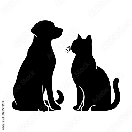 Dog and Cat Silhouette clipart vector