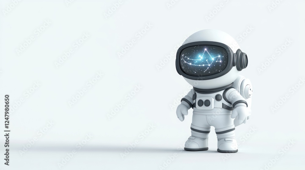 Cute cartoon astronaut with constellation visor on white background. Cute cartoon astronaut with constellation visor on white background.