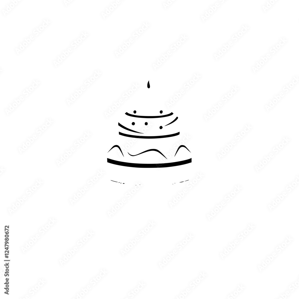 Minimalist Cake in Monochromatic Style with Dripping Drop and Drop on the Top. Minimalist Cake in Monochromatic Style with Dripping Drop and Drop on the Top.