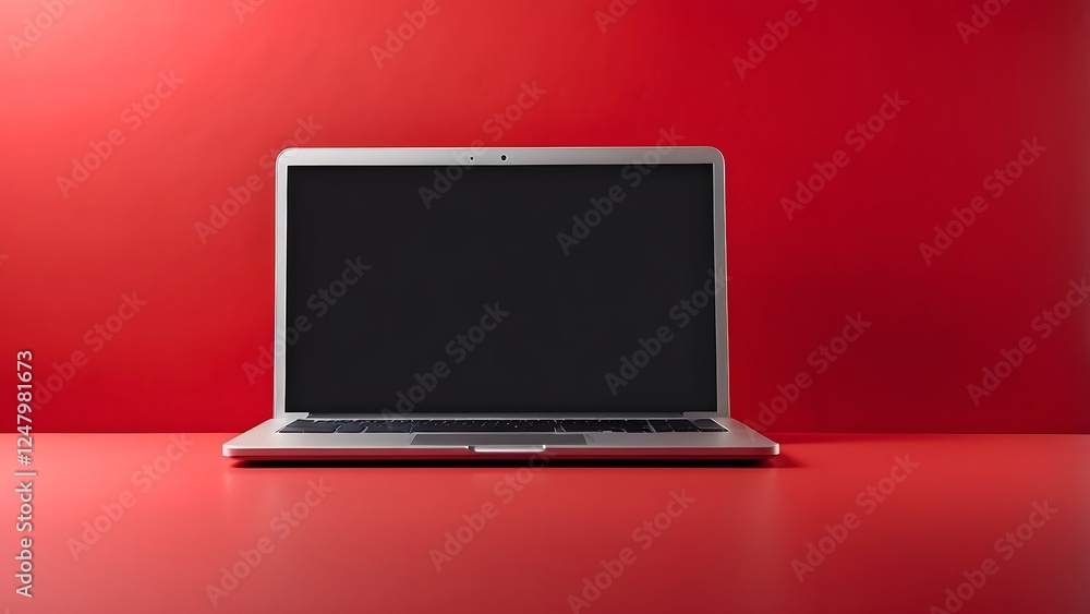 Laptop banner with empty space Without Text, Red background Laptop banner with empty space Without Text, Red background