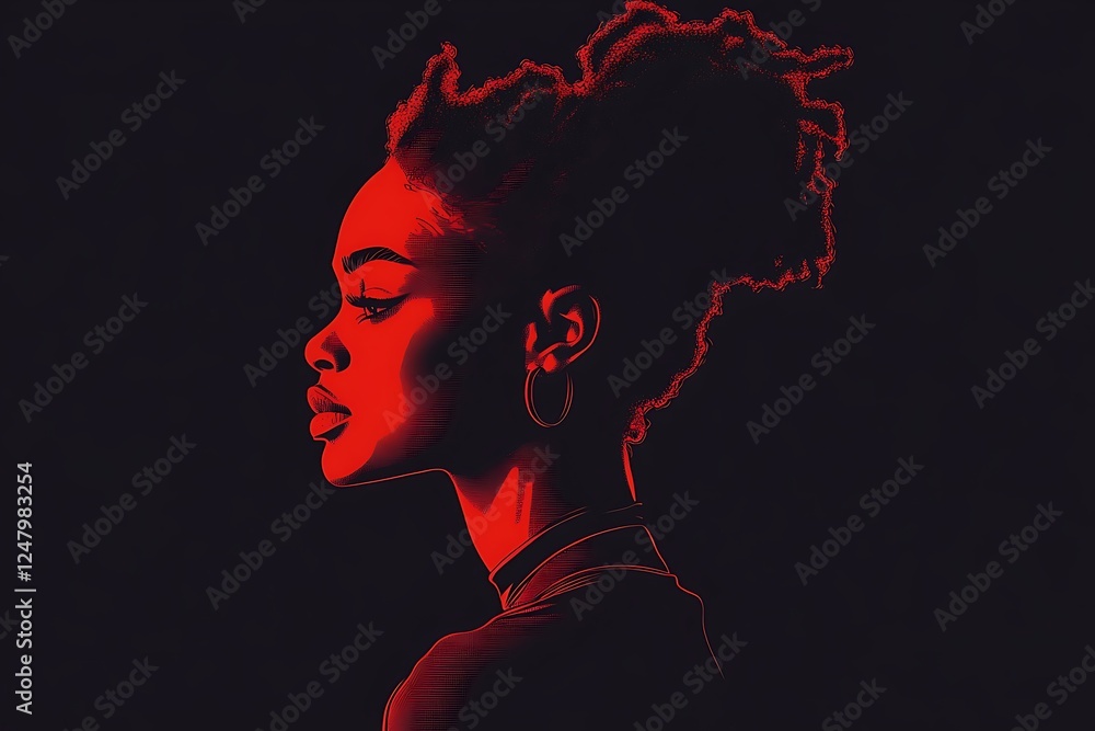 Red-lit Profile of a Woman Red-lit Profile of a Woman