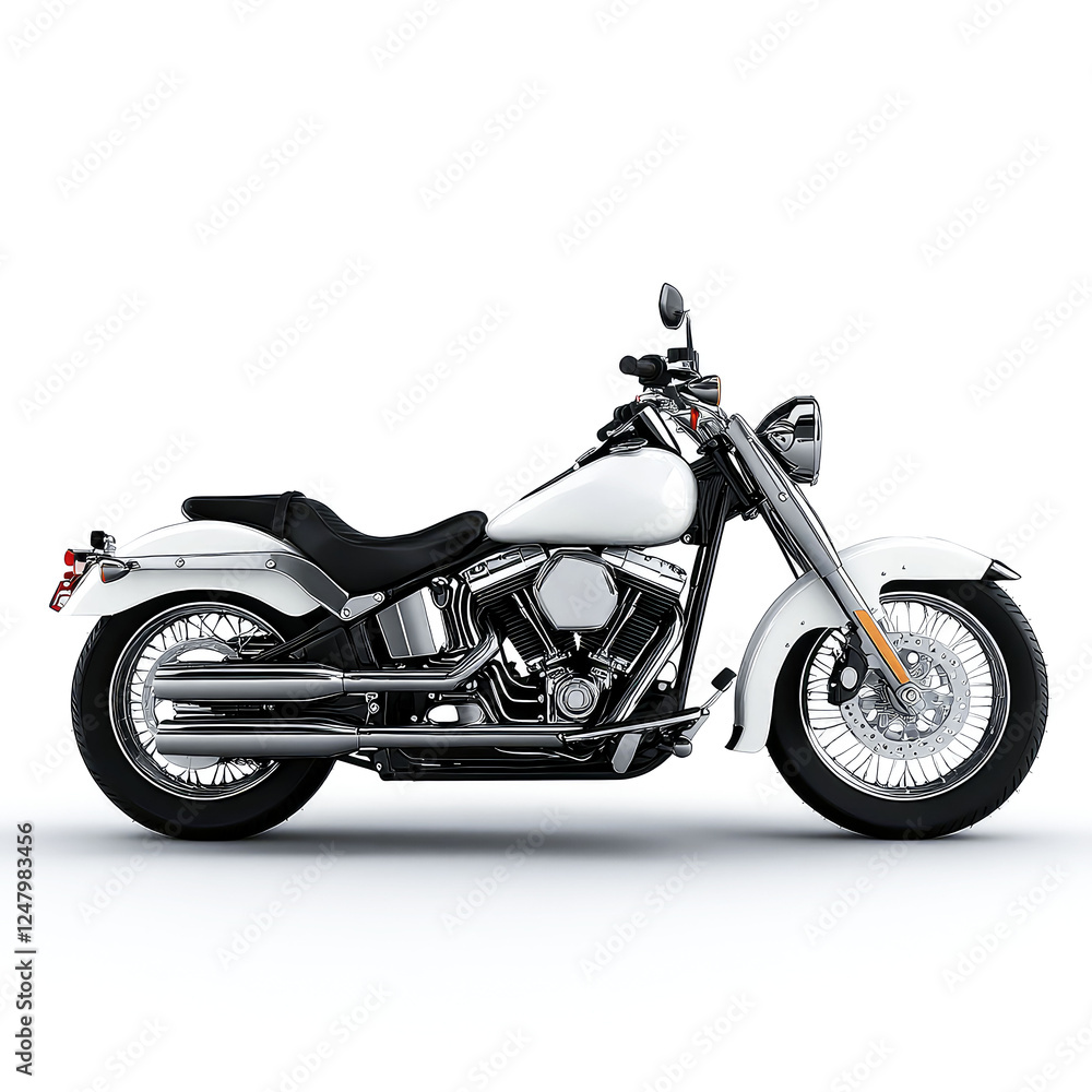 White Classic Cruiser Motorcycle: A Symbol of Freedom and the Open Road White Classic Cruiser Motorcycle: A Symbol of Freedom and the Open Road