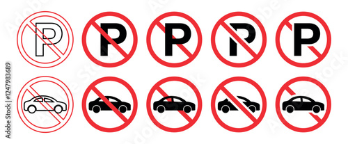 No parking red sign. No parking traffic symbol vector illustration. Free Download No parking red sign. No parking traffic symbol vector illustration. - GFXLoad