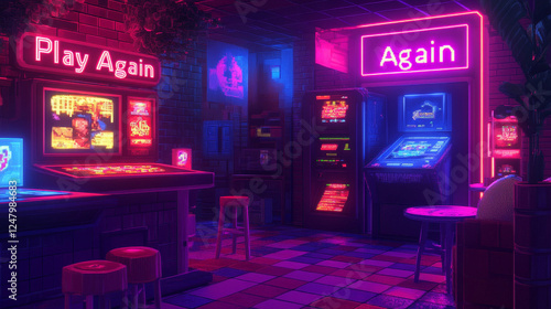 Wallpaper Mural Play again pixel art poster for night or game club Torontodigital.ca