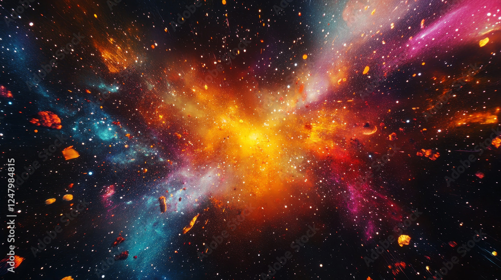 Naklejka premium Meteor shower banner with falling fireballs on background of starry sky. Vector landing page of asteroid rain with cartoon illustration of flying meteorites with fire