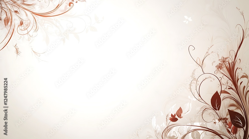 Elegant Floral Design with Swirling Vines and Delicate Flowers Elegant Floral Design with Swirling Vines and Delicate Flowers