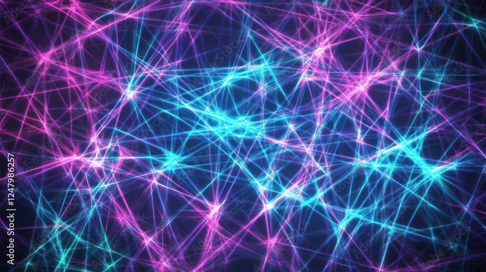 Abstract glowing neon lines forming a network of interconnected paths Abstract glowing neon lines forming a network of interconnected paths