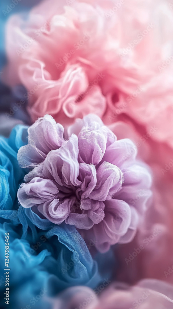Soft pastel flowers in pink and blue hues create dreamy background Soft pastel flowers in pink and blue hues create dreamy background