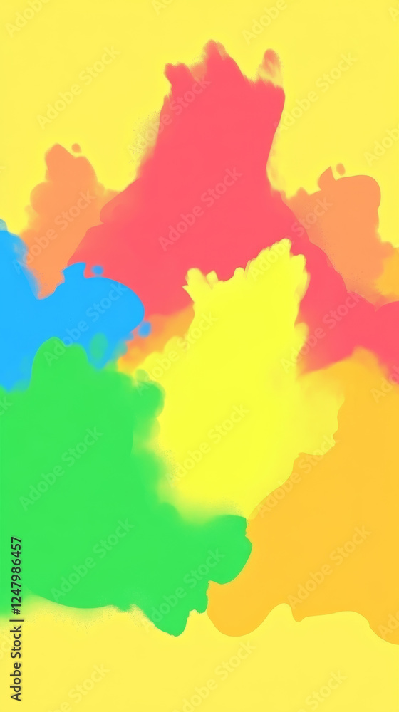 Colorful abstract splashes on yellow background Colorful abstract splashes on yellow background