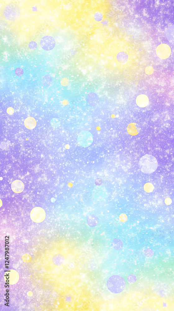 Pastel galaxy background with colorful gradient and floating circles Pastel galaxy background with colorful gradient and floating circles