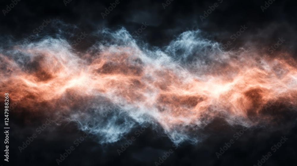 Abstract fiery nebula cloudscape background with orange and blue hues creating a dynamic and atmospheric impression of cosmic events Abstract fiery nebula cloudscape background with orange and blue hues creating a dynamic and atmospheric impression of cosmic events