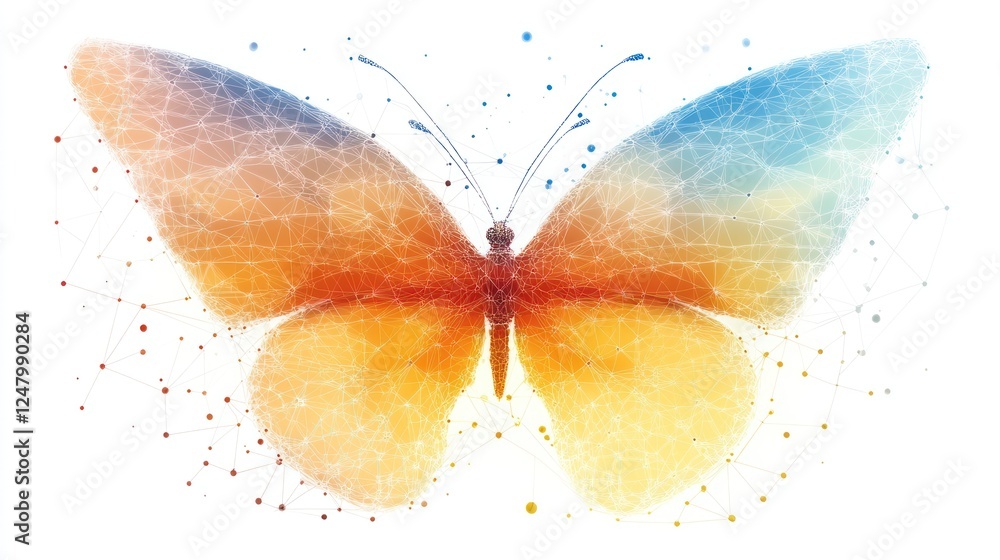 Fototapeta premium Colorful abstract butterfly illustration.