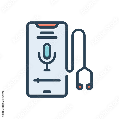 Color illustration icon for listening
