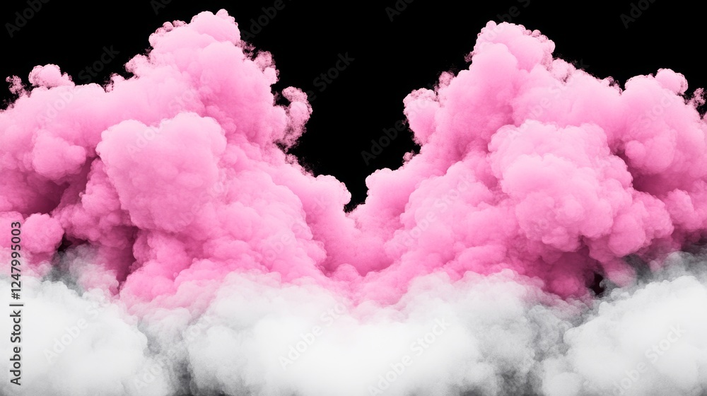 Fototapeta premium A vibrant display of pink smoke against a black background with white smoke at the bottom creating a visually striking contrast