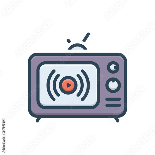 Color illustration icon for streaming