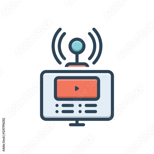 Color illustration icon for broadcasting