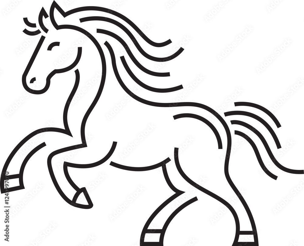 Fototapeta premium Horse ,line art , outline , simple linear