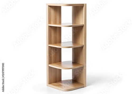 wooden corner shelf isolated on a white background