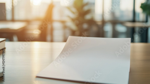 Blank Paper Mockup on Desk:...