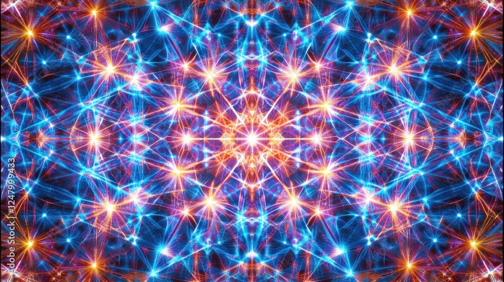 Fototapeta premium Radiant Fractal Mandala: Celestial Energy Burst