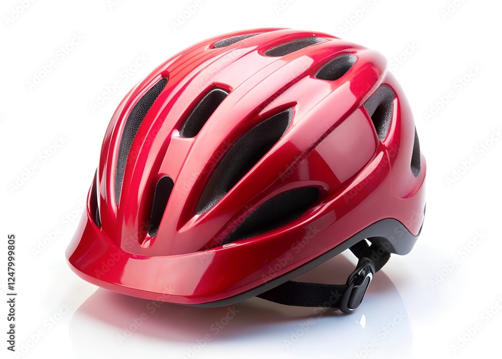 Fototapeta premium red cycling helmet isolated on a white background