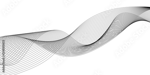 Quadro su tela abstract interlacing lines and points digital connection of modern abstract curved wave lines, Abstract backdrop with colorful wave gradient lines geometric patterns, Digital energy waves technology