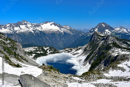 Hidden Lake frozen over, North Cascades National Park, Washington
