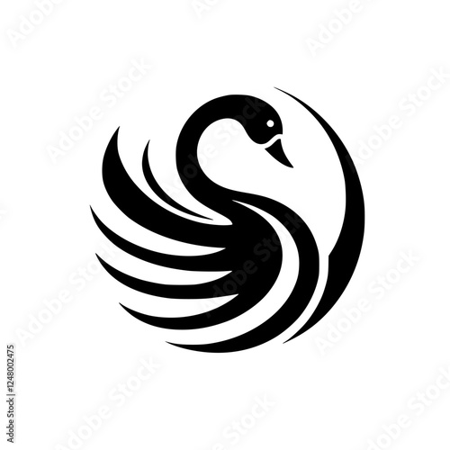 Black swan logo. A graphic representation of the elegant swan.