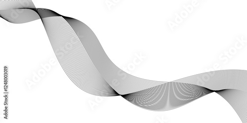 ultra modern digital technology concept grey smooth element swoosh speed wave lines, Wave Line Background with Flowing Curves and Dynamic Mesh Pattern and modern curved abstract geometric lines.