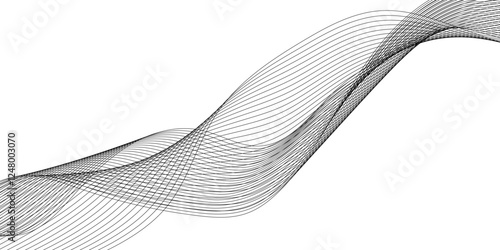 ultra modern digital technology concept grey smooth element swoosh speed wave lines, Wave Line Background with Flowing Curves and Dynamic Mesh Pattern and modern curved abstract geometric lines.